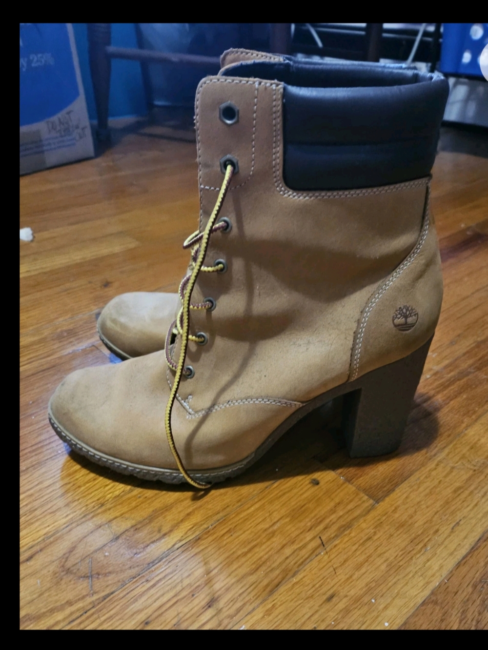 Timberland Women's Allington Heights Tan Nubuck Ortholite Lace-Up Heel Boots